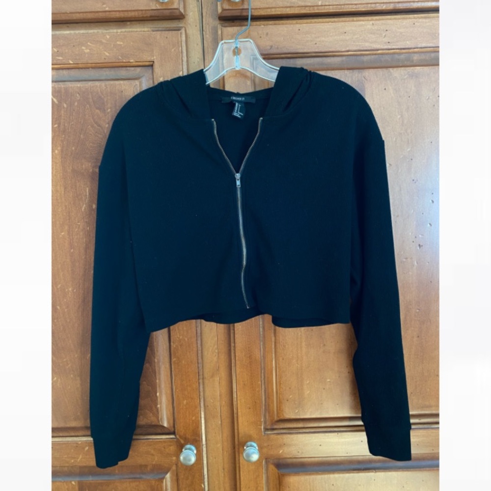 Black cropped zip up jacket
